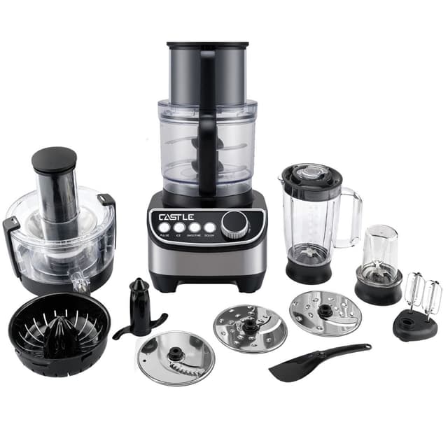 محضر طعام بالملحقات كاسيل ، قدرة 1450 وات ، اسود وفضي - FP1450J