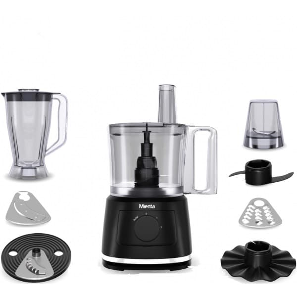 Mienta Mille Food Processor with Attachments , 1000 Watt Black - FP141535A