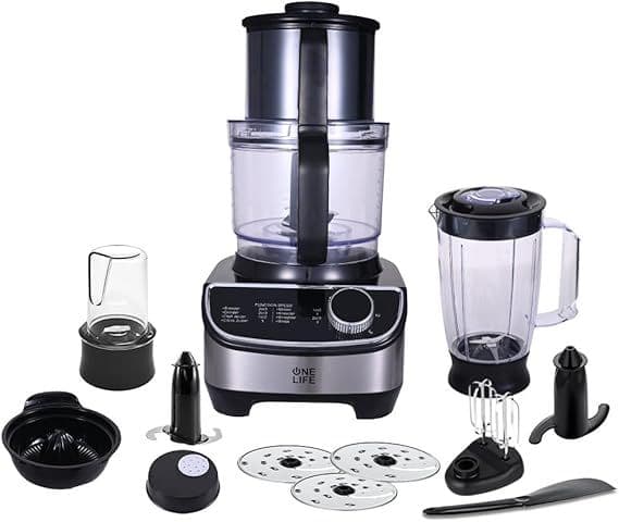 One Life Food Processor , 1300 Watt Black - FP1300S