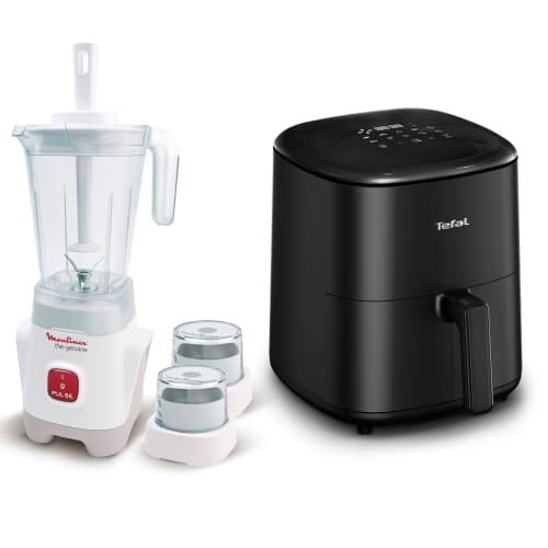 Tefal Easy Fry Max Digital Air Fryer , 5 Liter , 1500 Watt Black - EY2458EG with Moulinex Genuine Countertop Blender, 400 Watt, 1.5 Liters - LM2421EG