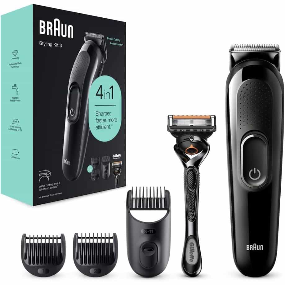 Braun 4 in 1 Rechargeable Beard Trimmer, with Gillette Shaver, Black-  SK3300, Best price in Egypt