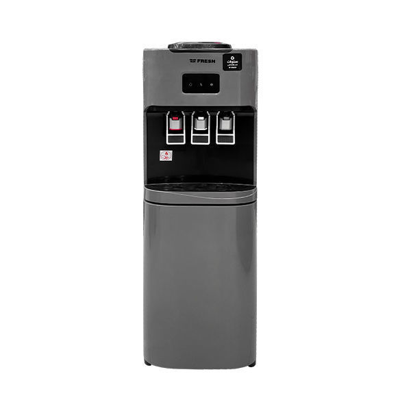 Fresh Hot, Cold, and Normal Water Dispenser with Cabinet, 3 Taps, Silver - FW-18VFD