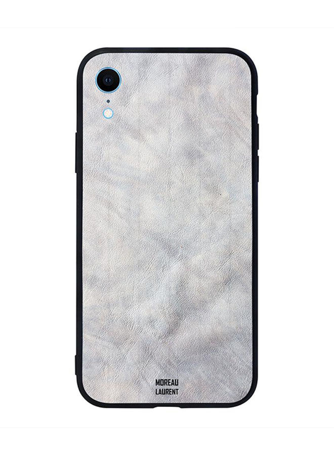 Grey Leather Pattern Printed Back Cover for Apple iPhone XR