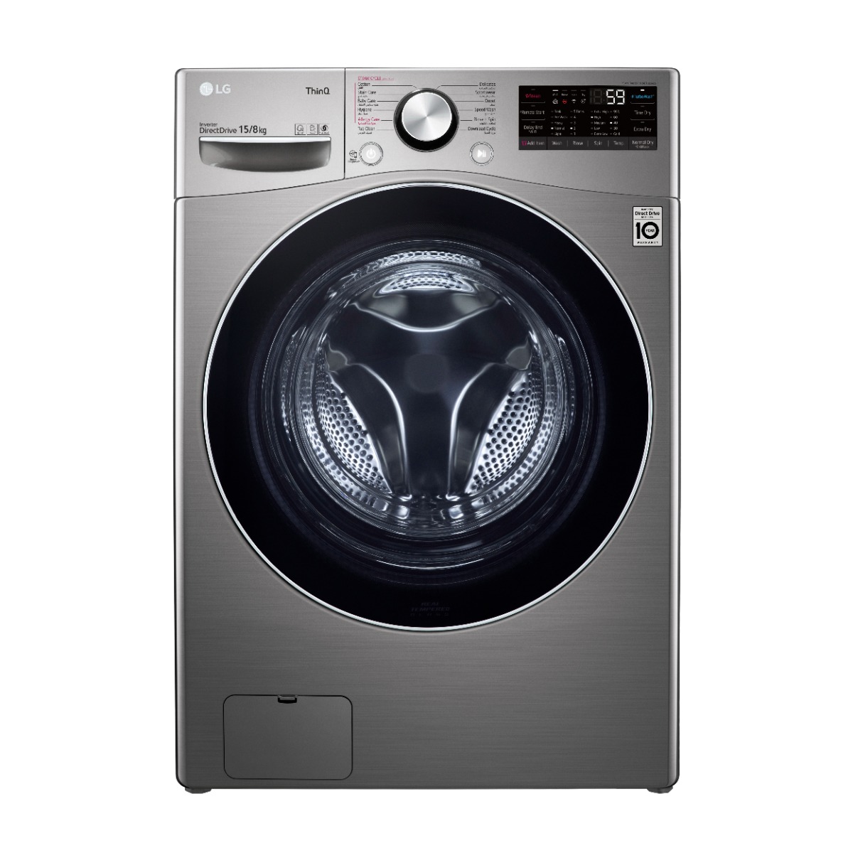 LG Front Load Automatic Washing Machine with Dryer, 15Kg, Inverter Motor, Silver - F0L9DGP2S