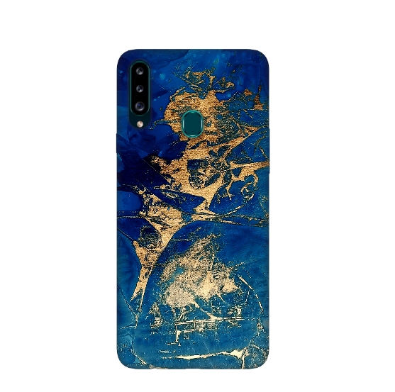 Marble Gold Navy Silicone Printed Protective Cover For Samsung A20s
