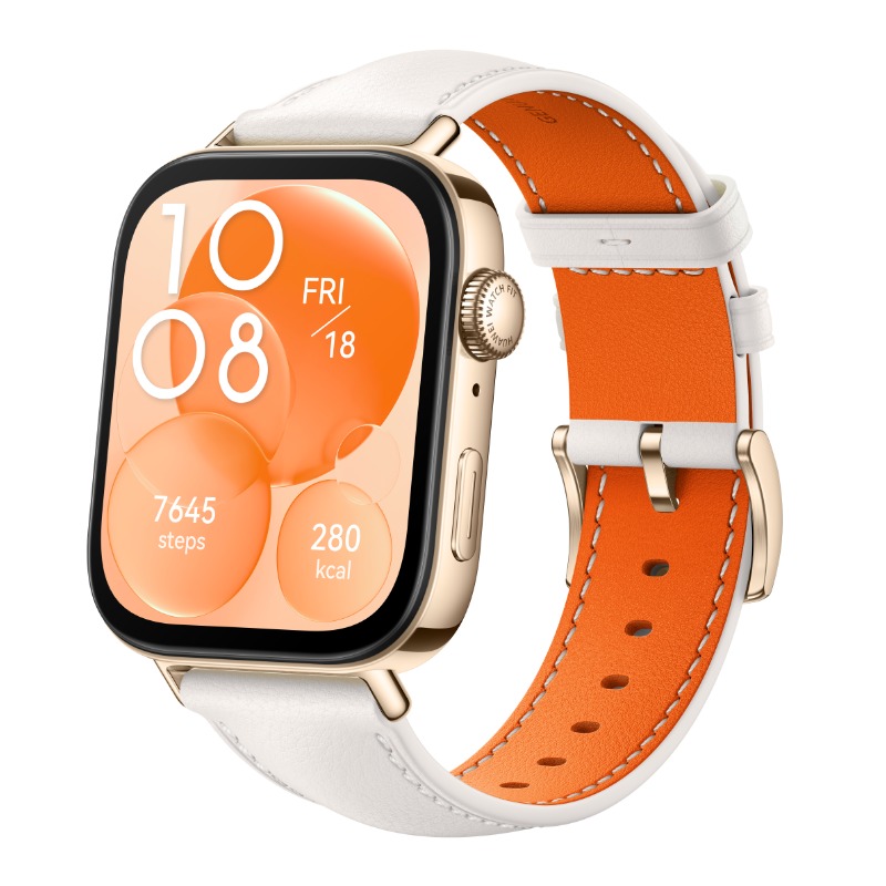Huawei Watch Fit 3 Gold Case and White Leather Strap with 300 EGP Carrefour Voucher Best price in Egypt B.TECH