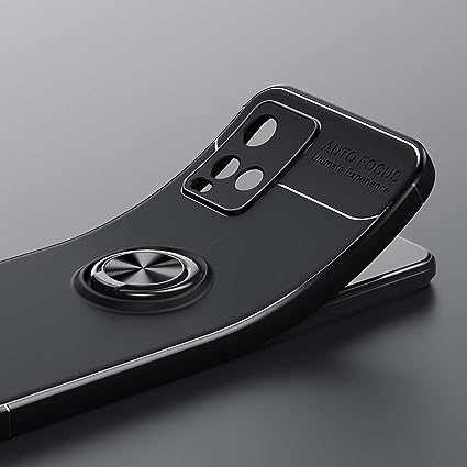 Auto Focus Stand Car Holder Finger Ring Back Cover for Vivo y33s (black)