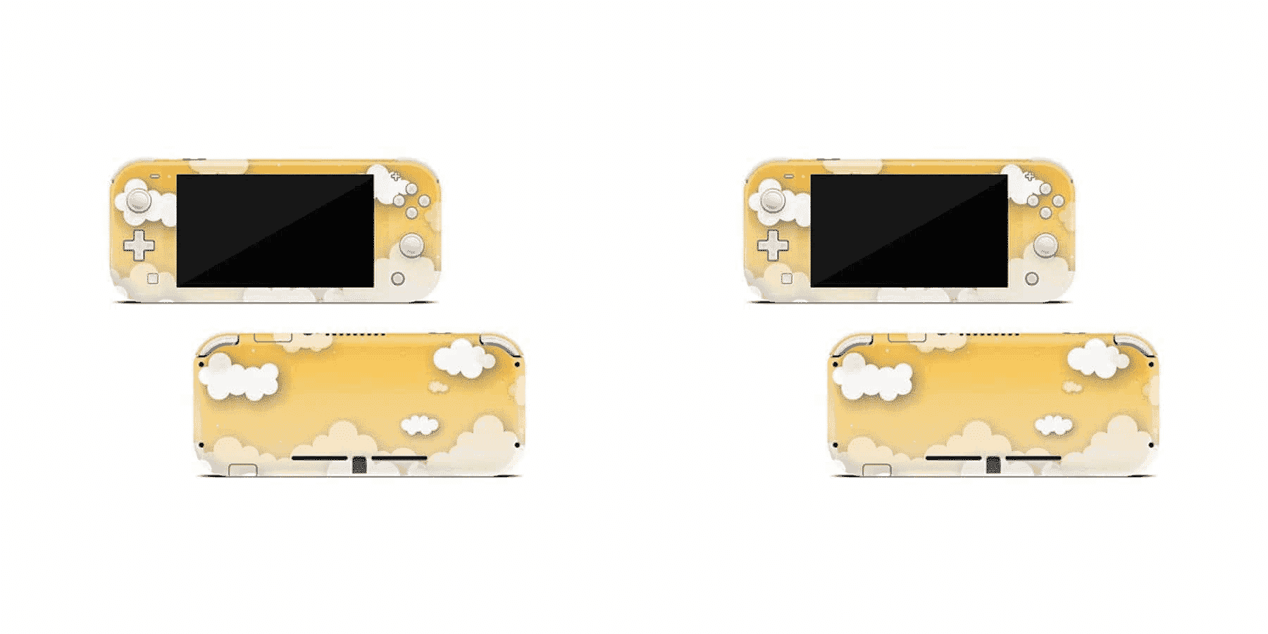 Set of 2 Yellow Clouds In The Sky Printed Sticker for Nintendo Switch Lite and Controller