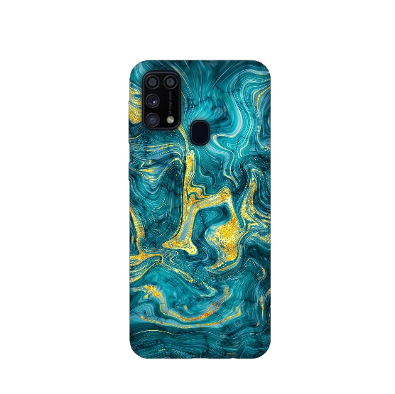 Blue Gold Marble Printed Silicone Back Cover for Samsung Galaxy M31
