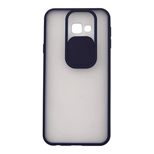 Stratg Back Cover with Camera Slider for Samsung Galaxy J4 Plus - Transparent and Dark Blue