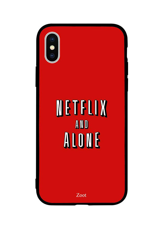جراب ظهر بطبعة عبارة Netflix And Alone لابل ايفون X