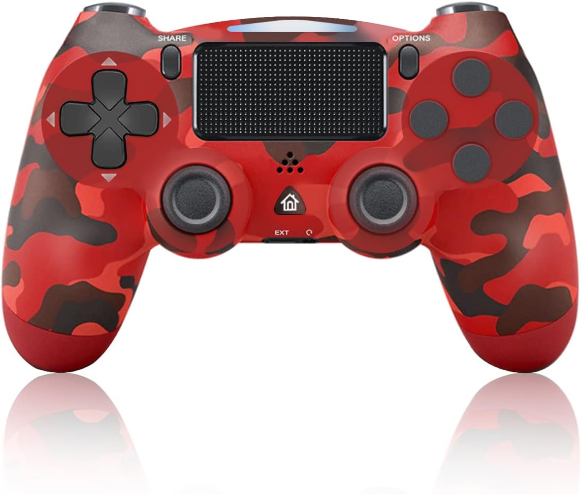 Molgegk DoubleShock Wireless Controller For PS 4, Pro, Slim - Red Camouflage