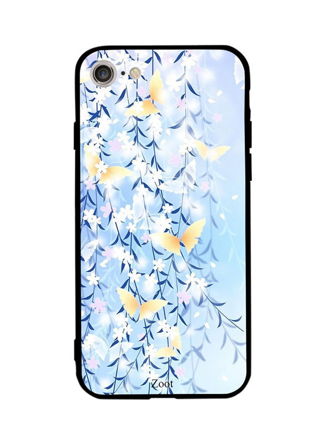 Blue Yellow Butterflies Printed Back Cover for Apple iPhone 8