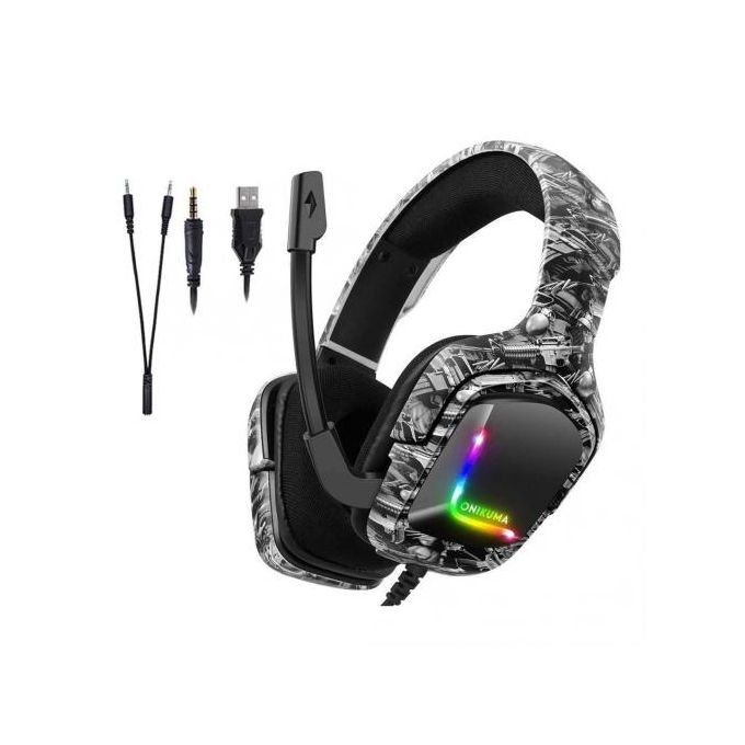 Onikuma Over-Ear Wired RGB Gaming Headphone With Microphone, Camouflage - K20