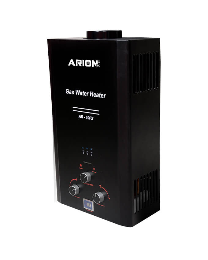Arion Digital Gas Water Heater with Adapter, 10 Liter, Black - AR-10FX