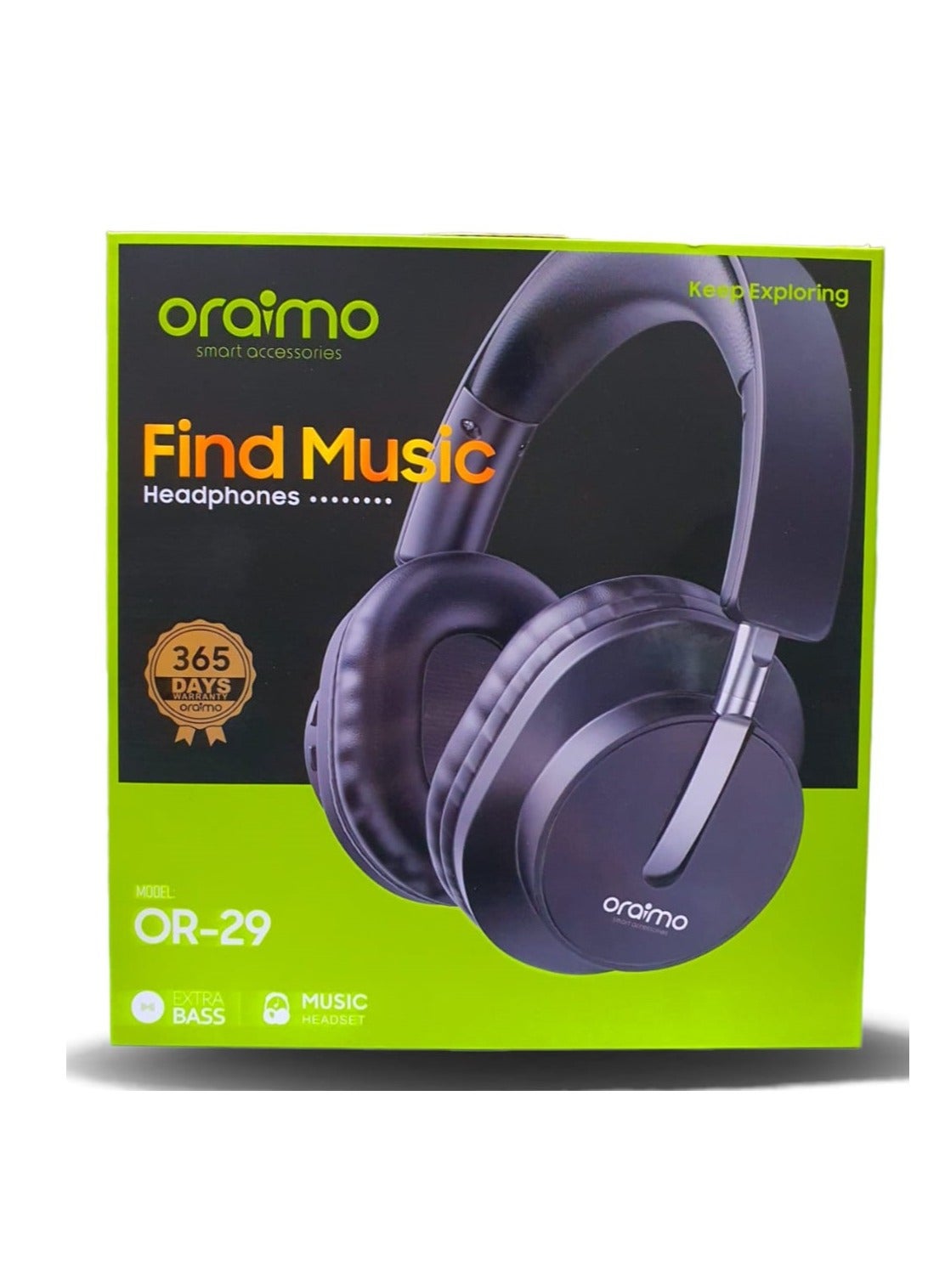 Oraimo Wireless Headphones, Black - Or-29