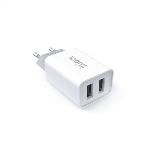 ICONZ Wall Charger, 2 Ports, USB-A, White - XWC02