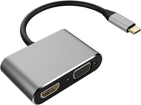 موزع USB-C إلى HDMI وVGA، لأجهزة بمنفذ C - رمادي