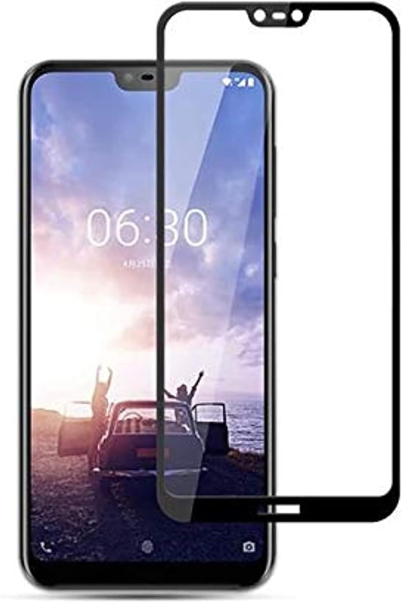 Muzz Tempered Glass Screen Protector for Nokia 6.1 Plus - Transparent with Black Frame