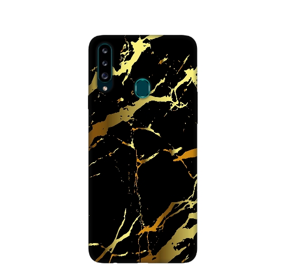 Marble Gold Black Silicone Printed Protective Cover For Samsung A20s