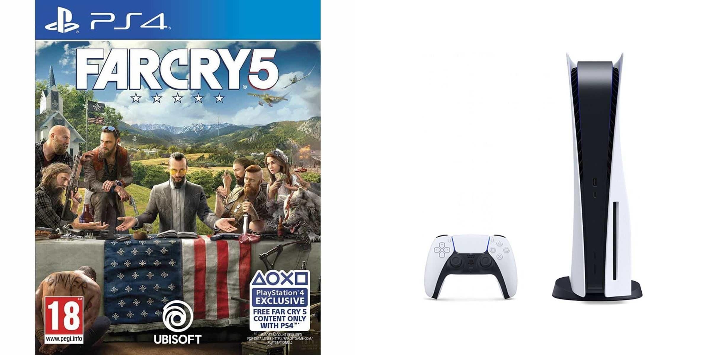 Sony PlayStation 5, 1 Wireless Controller, White - CFI-1016A01 MEE, with Far Cry 5 for PlayStation 4