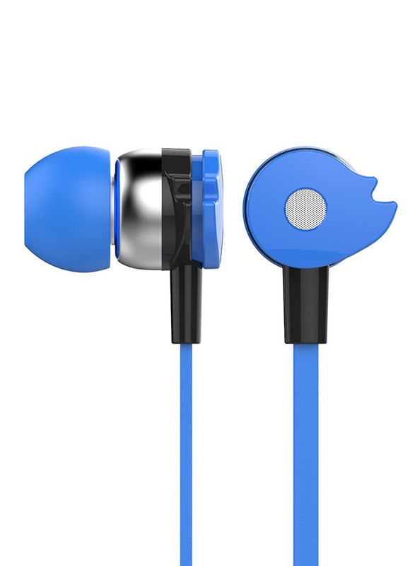 Celebrat Wired Earphones with Microphone, Blue - D1