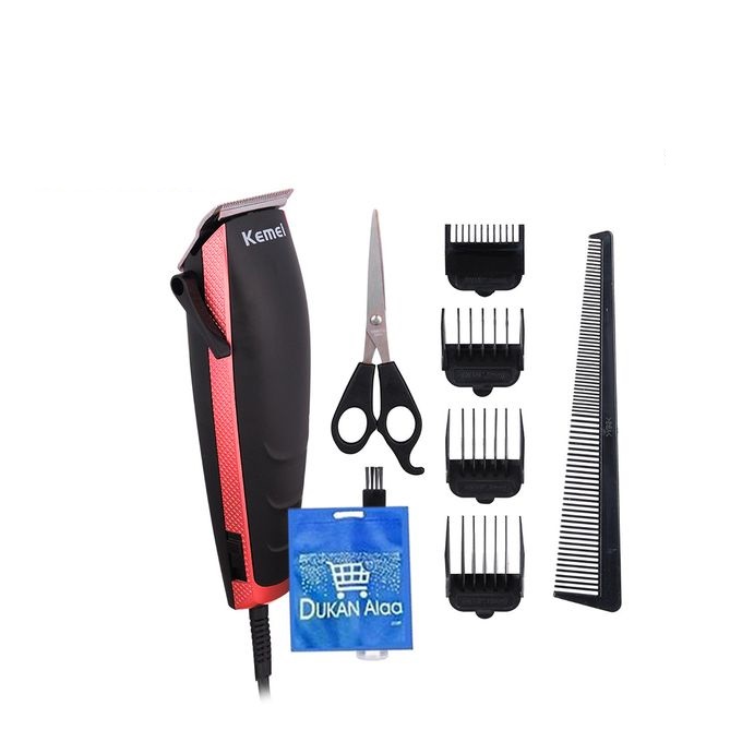 Kemei Electric Hair Trimmer, Black and Red - KM-4702, with Gift Bag