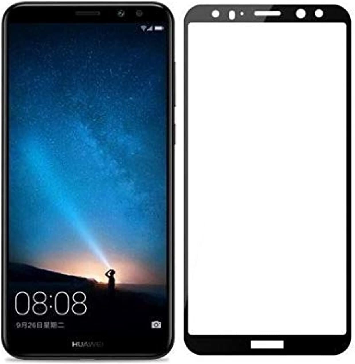 5D Curved Glass Screen Protector for Huawei Mate 10 Lite - Transparent with Black Frame