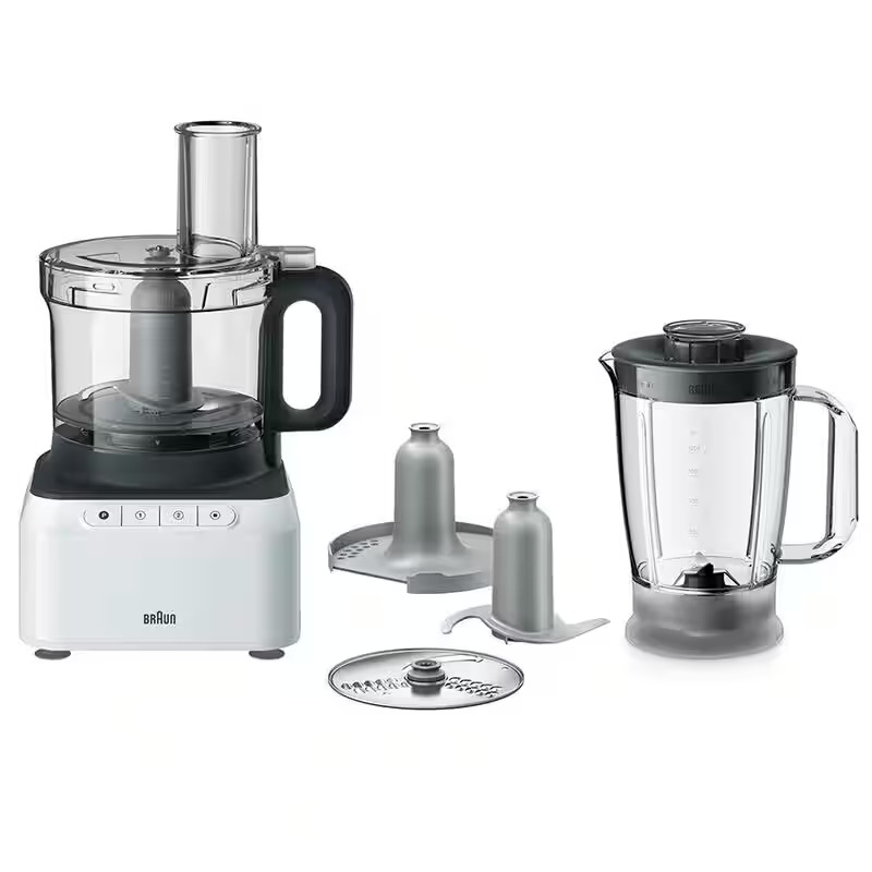 Braun PurEase Food Processor, 800 Watt, White - FP 3131 WH