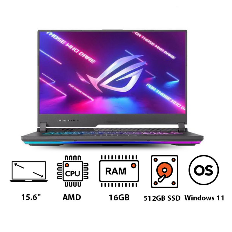 ASUS ROG Strix G15 G513RC-HN088W Gaming Laptop, AMD R7-6800H, 512GB NVMe SSD, 16GB RAM, 15.6 Inch FHD, NVIDIA GeForce RTX 3050 6GB, Windows 11 - Eclipse Grey