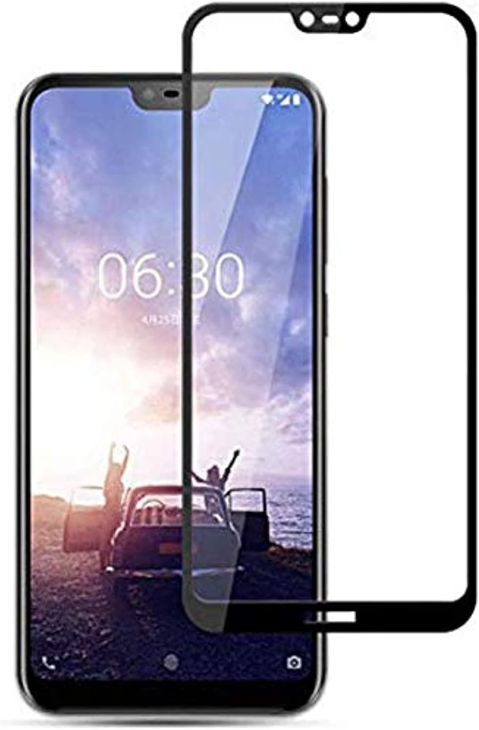 5D Glass Screen Protector for Nokia 6.1 Plus - Transparent with Black Frame
