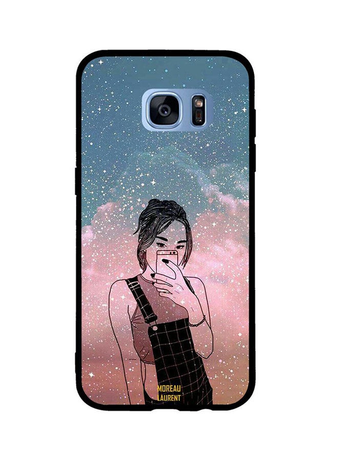 Moreau Laurent Doodle Girl Making Selfie Printed TPU Back Cover For Samsung Galaxy S7 Edge