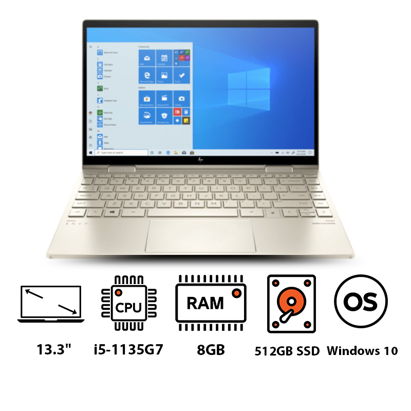 HP Pavilion X360 13 BD0003NE Laptop Intel Core i5 1135G7 13.3 Inch FHD 512GB SSD 8GB Intel Iris XE Windows 10 Gold Best price in Egypt B.TECH