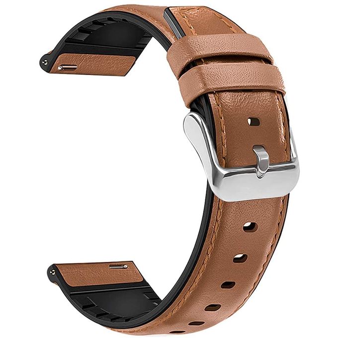 Silicone Leather Replacement Strap for Huawei Watch GT 2, 46mm - Brown