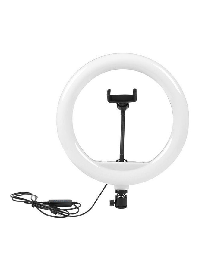LED Ring Light with Phone Holder, 12 Inch - Black and White
