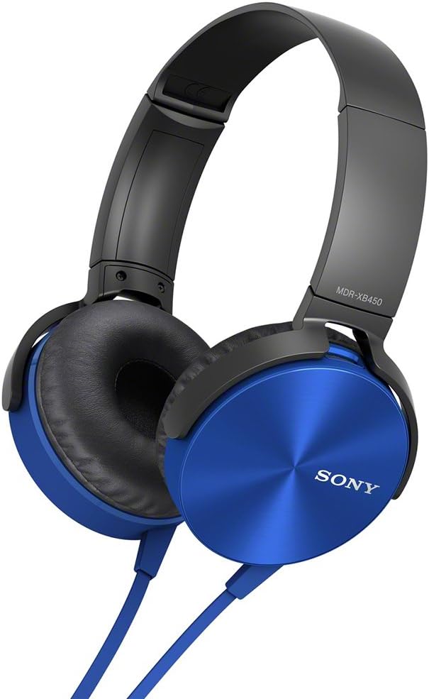 Sony Extra Bass Wired Headphone, Black and Blue - MDR-XB450