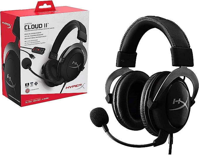 HyperX Cloud II Gaming Headset 7.1 Surround Sound Aluminum Frame Detachable Noise Cancelling Mic Hi Fi 53mm Drivers PC PS4 XBOX MAC MOBILE VR Best price in Egypt B.TECH