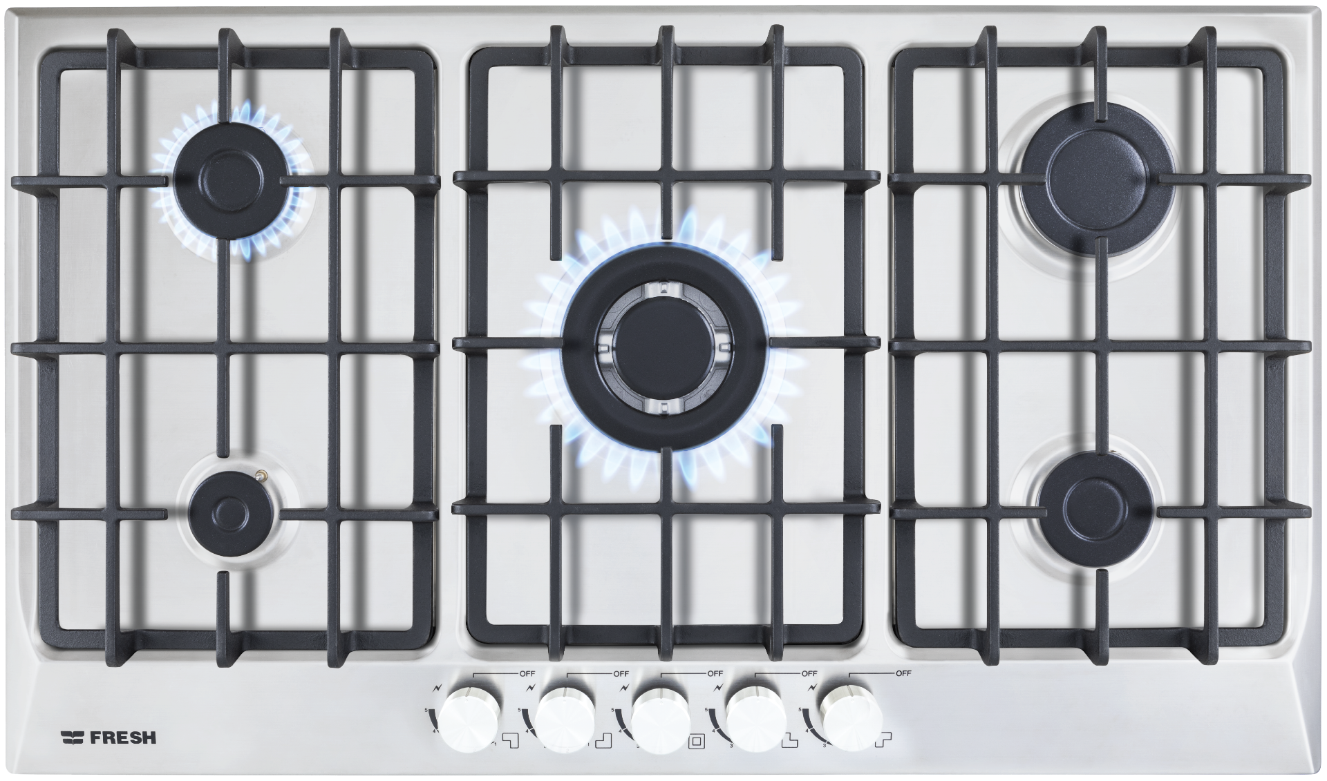 Fresh Gas Built-In Hob - 5 Burners, Silver - IV 8869