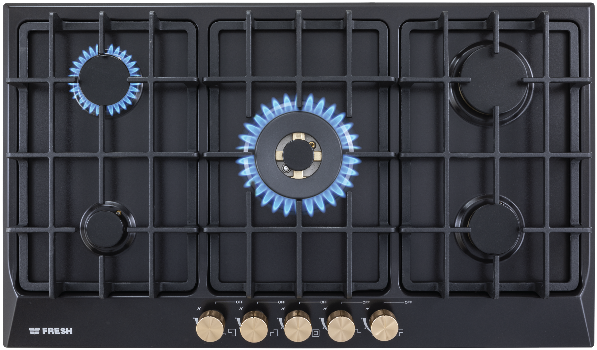 Fresh Built-In Gas Hob, 5 Burners, Black - Br 9848