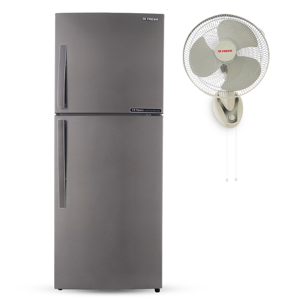 Fresh No-Frost Refrigerator, 369 Liters- FNT-B400KT, with  Wall Fan, 16 inch - Grey