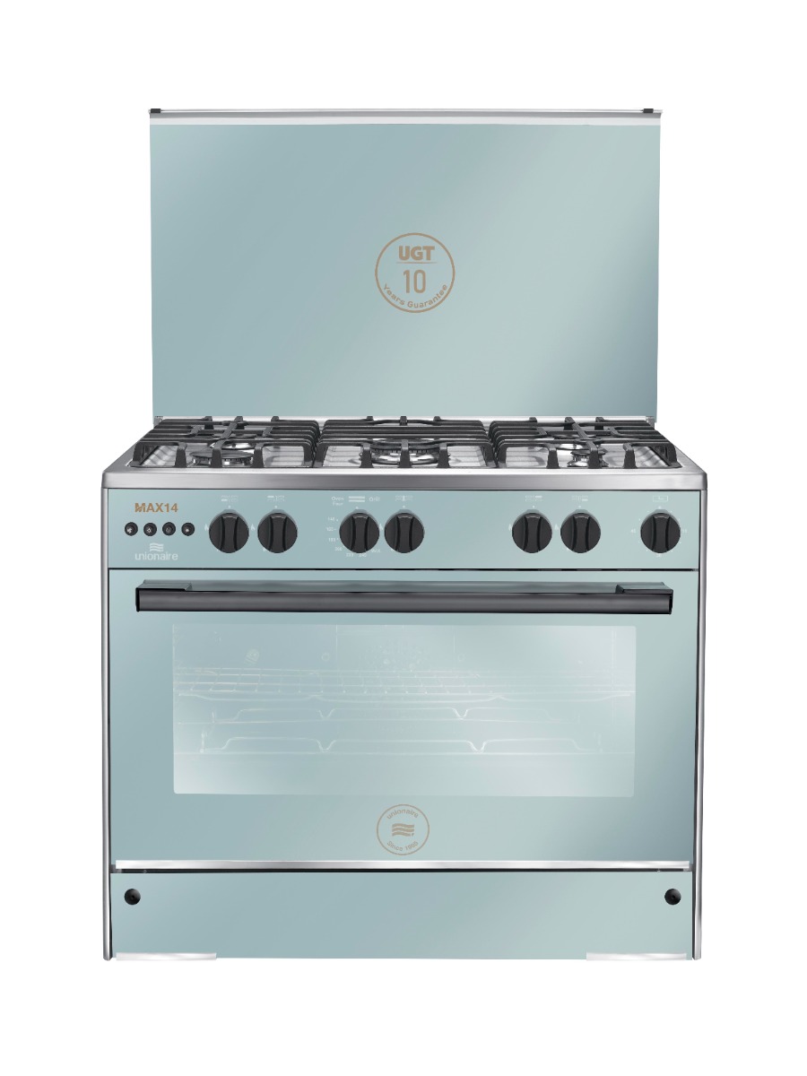 Unionaire Max 14 Gas Cooker, 5 Burners, Stainless Steel - C68SSGC447-ISOF-2W-M14AL