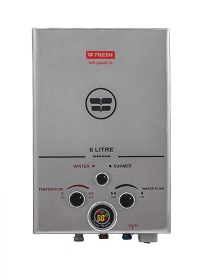 Fresh Gas Water Heater, 6 Liters - Stainless Steel
