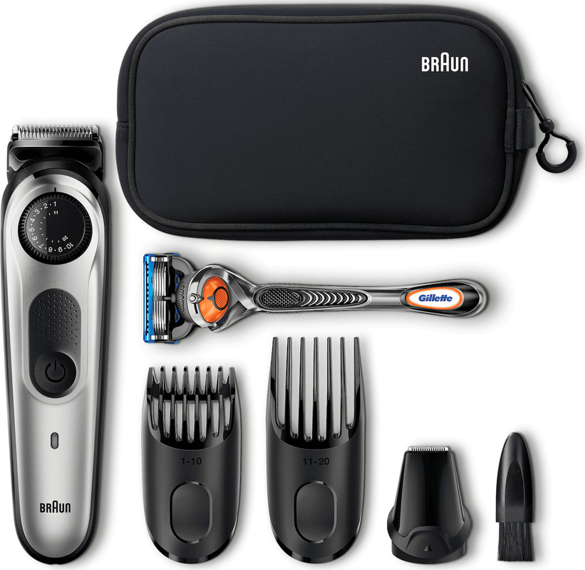 Braun Beard Trimmer with Gillette Fusion 5 Razor, Black and Silver - BT5960