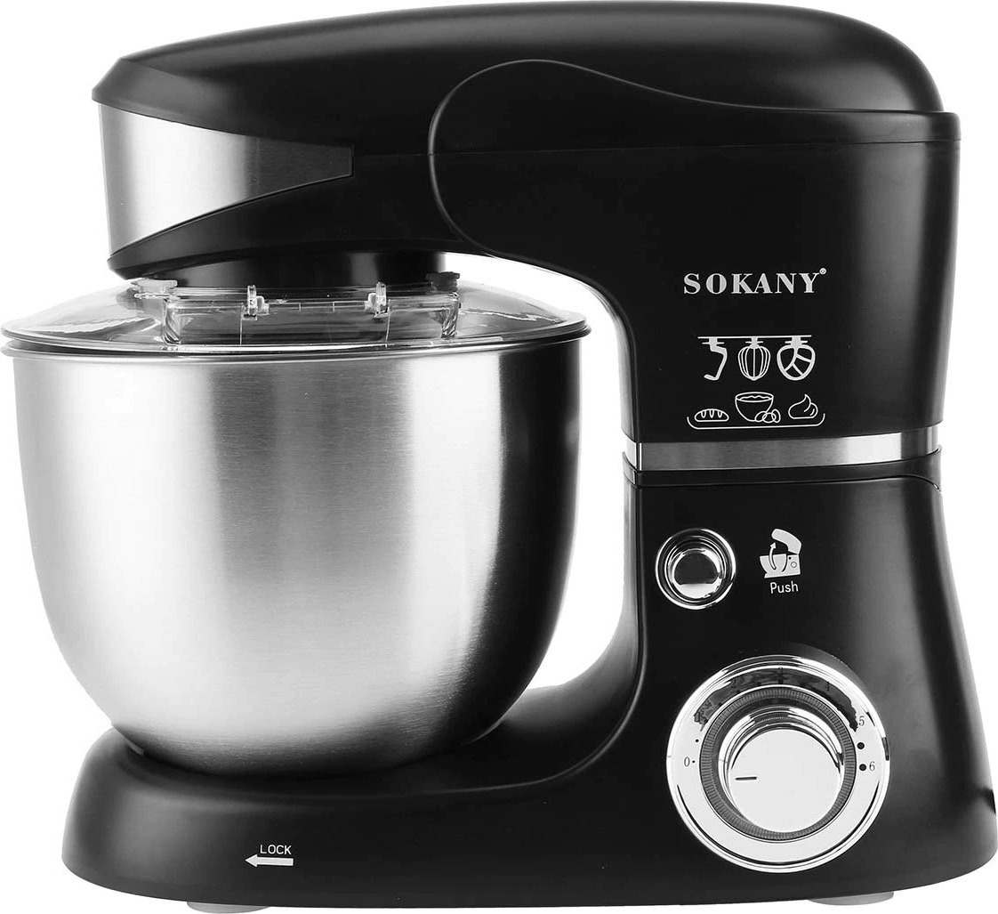 Sokany Stand Mixer, 1000 Watt, 5 Liters, Black and Silver - SC-206