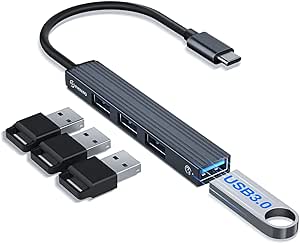 موزع USB-C إلى USB-A، بـ 4 منافذ - اسود