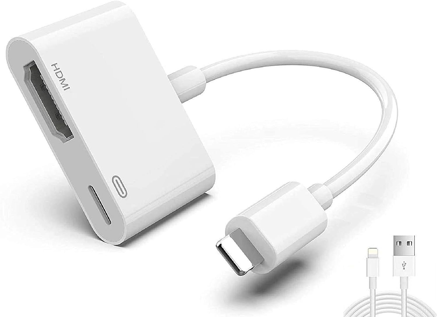 Lightning to HDMI Digital AV Adapter, 1080P With Charging Lightning Cable - White