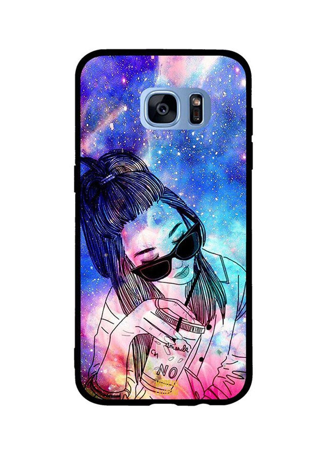 Moreau Laurent Doodle Girl Drinking Printed TPU Back Cover For Samsung Galaxy S7 Edge