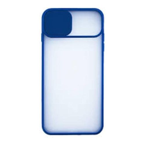 Stratg Back Cover with Camera Slider for Samsung Galaxy A02 and M02 - Transparent and Dark Blue