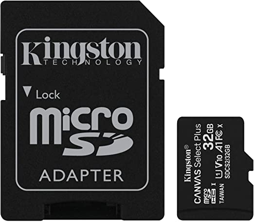 Kingston Canvas Select Plus Class 10 Micro SD Card With Adapter, 32GB - SDCS2/32GB