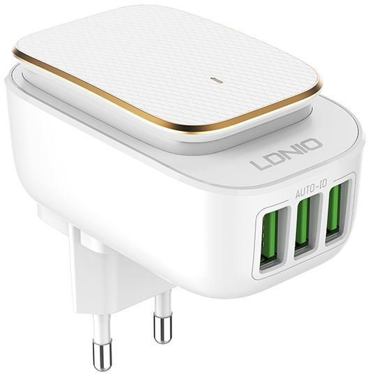 Ldnio Wall Charger, 3.4A, 3 Ports, White - A3305
